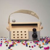 Websunday El Yapımı Ahşap Oyuncak Gri Baby Radyo
