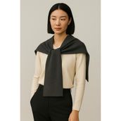 Wega Moda Kare Parçalı Patchwork Atkı - Spor Triko Örme Omuz Atkısı | Unisex Boho Şal - Atkı - Standart - Füme