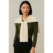 Wega Moda Kare Parçalı Patchwork Atkı - Spor Triko Örme Omuz Atkısı | Unisex Boho Şal - Atkı - Standart - Krem