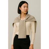 Wega Moda Kare Parçalı Patchwork Atkı - Spor Triko Örme Omuz Atkısı | Unisex Boho Şal - Atkı - Standart - Taş