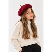 Wega Moda Kız çocuğu Keçe Fransız Beresi- 6-12 Yaş Ressam Şapkası Kışlık Çocuk Bere
