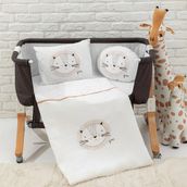 WellGro 2396 Ekru Baby Lion Anne Yanı 5 Parça Bebek Uyku Seti