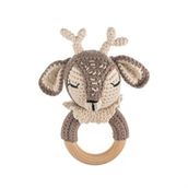 WellGro Cuddly Amigurumi Kahve Geyik Çıngırak Oyuncak