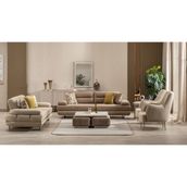 Weltew Home Carmen Koltuk Takımı 3+3+1 - Kahverengi - Krem