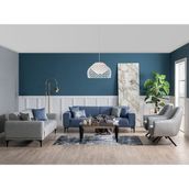 Weltew Home Stil Modern Koltuk Takımı 3+3+1+1 Mavi - Gri Keten Malzeme ile 228 cm Genişlik - Açık Gri - Mavi