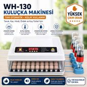 Wh-130 Kuluçka Makinesi 130 Yumurta Kapasiteli Tam Otomatik 12V Destekli Yedek Motor Hediyeli