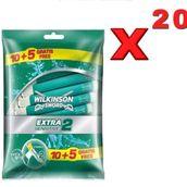 Wilkinson 1 Koli 20 Paket Sword Extra 2 Sensitive Çift Bıçaklı Bas Temizle Özellikli 10+5 Kullan At Tıraş Bıçağı
