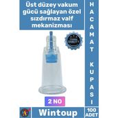 Wintoup #hacamat Vakumlu Hijyenik Tıbbi Kalite Şeffaf Tek Kullanımlık Sert 2 Numara Hacamat Kupası 100 Adet - Çok Renkli