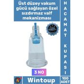 Wintoup #hacamat Vakumlu Hijyenik Tıbbi Kalite Şeffaf Tek Kullanımlık Sert 3 Numara Hacamat Kupası 100 Adet - Çok Renkli