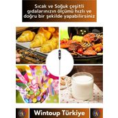 Wintoup Premium LCD Ekran Çift Birimli Ölçüm Hafızalı Et Sıvı Mama Sıcak Soğuk Saplamalı Gıda Termometresi