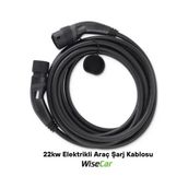 Wisecar 22KW Elektrikli Araç Şarj Kablosu – 5 Metre | Tip-2 | 32A | Hızlı & Güvenilir Şarj