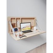 Wooden Studio Lumo Duvara Monte Masa, Ahşap Ofis Masası, Katlanır Çalışma Masası, Çocuk Ders Çalışma Masası, Modern Raflı Masa, Duvar Masası, Açılır Kapanır Masa, Raflı Bilgisayar Masası - 85x38x8 - Kayın