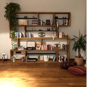 Woodesk CPT6004-200 Masif Ağaç Tik Renk 200x200 cm Kitaplık