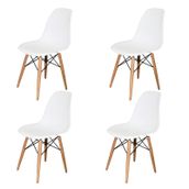 Woodesk SND3009-4BYZ Luna Ağaç Ayaklı 4 Adet Eames Beyaz Sandalye