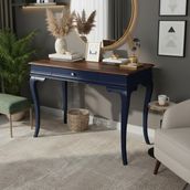Wooding Mobilya 80 cm Masif Rustik Lacivert Ceviz Dresuar - Lacivert - Ceviz