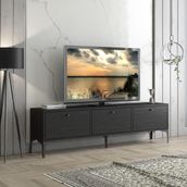 Wood'n Love Etna Premium Metal Ayaklı Dolaplı Wood Siyah 160 cm TV Ünitesi