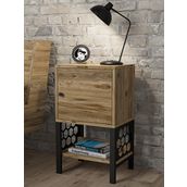 Wood'n Love Maria Atlantik Çam ve Siyah Dolap Raf Metal Ayaklı Komodin