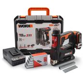 Worx WX843 20Volt 2.0Ah. Li-Ion Şarjlı Profesyonel 6-14 mm Zımba Ve 15 mm Çivi Çakma + 3500 Adet Yedek Zımba Ve Çivi