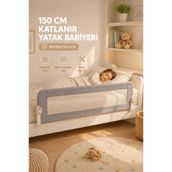 Wumboo 150 Cm Yatak Bariyeri - Güvenlik Bariyeri Koruyucu Bariyer,Bebek Bariyeri Büyük Boy-Gri
