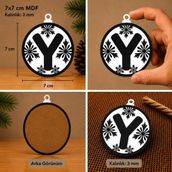 Y Harf Yılbaşı Süsü – Mdf Çam Ağacı Desenli Asılabilir Dekor (7X7 Cm)