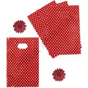 Yağmur Ambalaj Kırmızı Puantiyeli Lüks El Geçme Hediye Poşeti 13X20CM (25ADET) - Açık Kırmızı