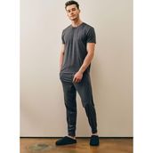 Yakamel Erkek Antrasit Yazlık Relaxed Pijama Takımı