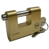 Yale Kilit 90 mm Oval Kayar Pimli Milli Prinç Sarı Asma Kilit