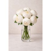 yapay çiçek evi 30 cm 7 dallı 8 cm capında şakayık gülü krem rengi gelin eli buketi vazo
