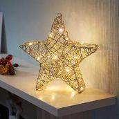 Yapay Noel Dekoru 345 cm Büyük LED Işıklı Altın Yıldızlı Noel Dekorasyonu Yılbaşı Süsü Yılbaşı Hediyeleri