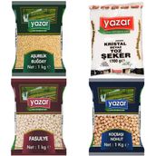 Yazar 1 kg Fasulye + 1 kg Toz Şeker + 1 kg Nohut + 1 kg Aşurelik Buğday