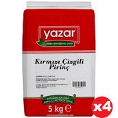 Yazar 5 kg Kırmızı Çizgili Yerli Pirinç (4 adet)