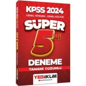 Yediiklim Yayınları - 2024 KPSS Genel Yetenek Genel Kültür Tamamı Çözümlü Süper 5'li Deneme