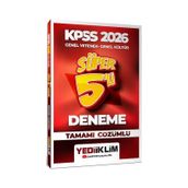 Yediiklim Yayınları 2026 KPSS Genel Yetenek Genel Kültür Tamamı Çözümlü Süper 5'li Deneme