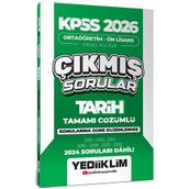 Yediiklim Yayınları 2026 KPSS Ortaöğretim Önlisans Tarih Konularına Göre Çıkmış Sorular