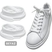 Yefer Store YeferStore 120 cm Yassı Spor Ayakkabı Bağcığı, Sneakers Bağcık, Yassı Ayakkabı Bağcığı 1 Çift - Beyaz