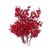 Yenigeldi 2 Adet El Yapımı Kokina Red Berry Yılbaşı Süs, Ev Parti Kış Noel Yılbaşı Süsü T107, Kırmızı