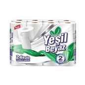 Yeşil Beyaz Çift Katlı 24'lü Tuvalet Kağıdı