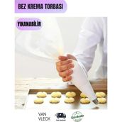 Yıkanabilir Bez Krema Sıkma Torbası – Kumaş, Dayanıklı, Tekrar Kullanılabilir Pasta Torbası - Beyaz