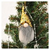 Yılbaşı Ağaç Dekor Süsü Gold Pullu Peluş Noel Baba Cüce 18 Cm