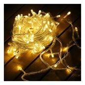 Yılbaşı Aydınlatması 100 LED Perde Hortum Sıcak Beyaz Işık - 10 Metre Dekoratif Şeffaf Kablolu Süs pop