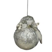 YILBAŞI GÜMÜŞ TOP TEKLİ PULLU ASMA SÜS 20 CM