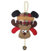 Yılbaşı Kapı Süsü Ekoseli Çanlı Geyik 20 Cm