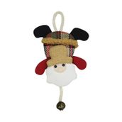 Yılbaşı Kapı Süsü Ekoseli Çanlı Noel Baba 20 Cm