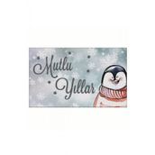 Yilbasi Mutlu Yillar Penguen Tasarim Kapi Onu Ve Ev Ici Paspas 45X75 Cm