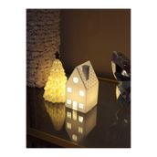 Yılbaşı Süsü Led Mumlu Ev ve Çam Ağacı Seti Dekorasyon 9-10 CM 2 LED MUM DAHİLDİR