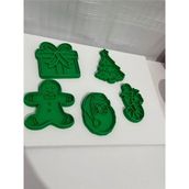 Yılbaşı Temalı Kurabiye Kalıbı ve Damga Seti, 9 cm - Antrasit