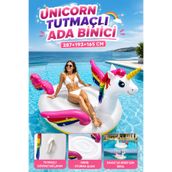 YILDIRIM OYUNCAK Unicorn Tutmaçlı Şişme Ada Binici 287×193×165 cm – Tutma Kollu Büyük Boy Havuz ve Deniz Yatağı