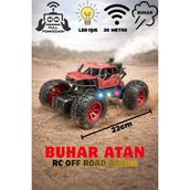 Yıldırım Oyuncak Uzaktan Kumandalı Full Fonksiyon Şarjlı LED Işıklı Buhar Atan Rc Off Road Arazi Arabası 22CM - Kırmızı