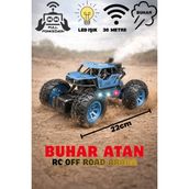 Yıldırım Oyuncak Uzaktan Kumandalı Full Fonksiyon Şarjlı LED Işıklı Buhar Atan Rc Off Road Arazi Arabası 22CM - Mavi