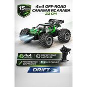 YILDIRIM OYUNCAK Uzaktan Kumandalı LED Işıklı Amortisörlü 4x4 Drift Atan 15 Km/h Yapan Off-Road RC Araba 22cm